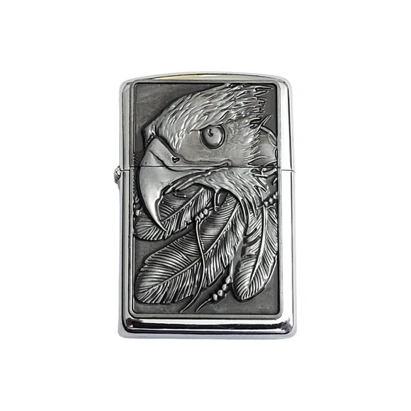 Eagle Head Vintage Silver Finish Metal Lighter Belt Buckle - Free Engraving - Picture 6 of 9